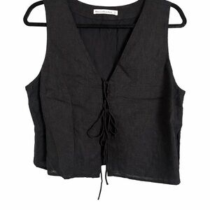 Abercrombie & Fitch Black Linen Tie-Front Vest Top